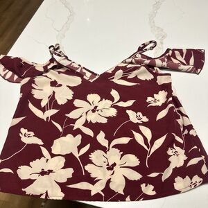 burgundy florall off the shoulder top size m